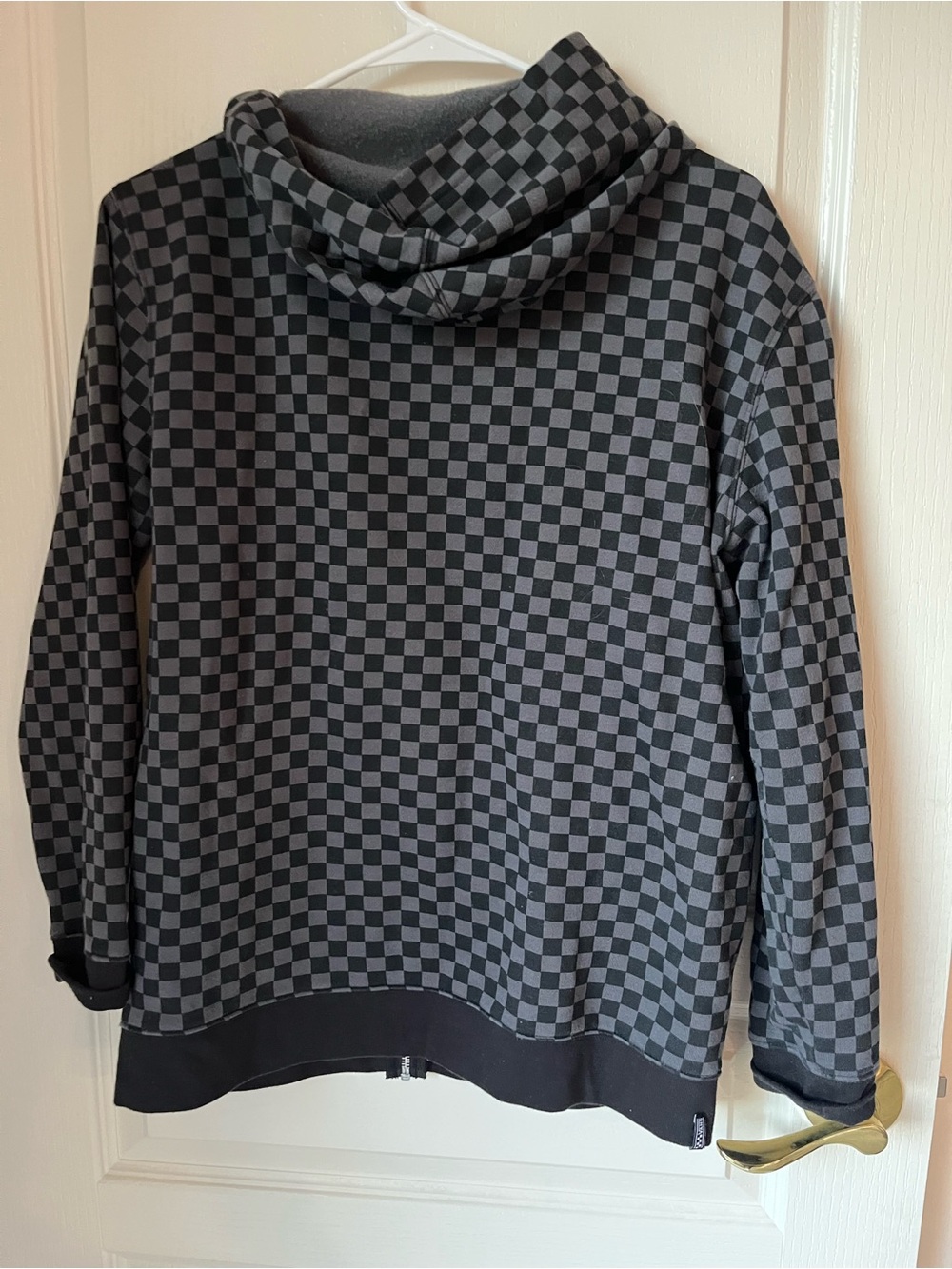 Vans Black & Gray Checkerboard Zip-Up Hoodie Jacket - Picture 4 of 5